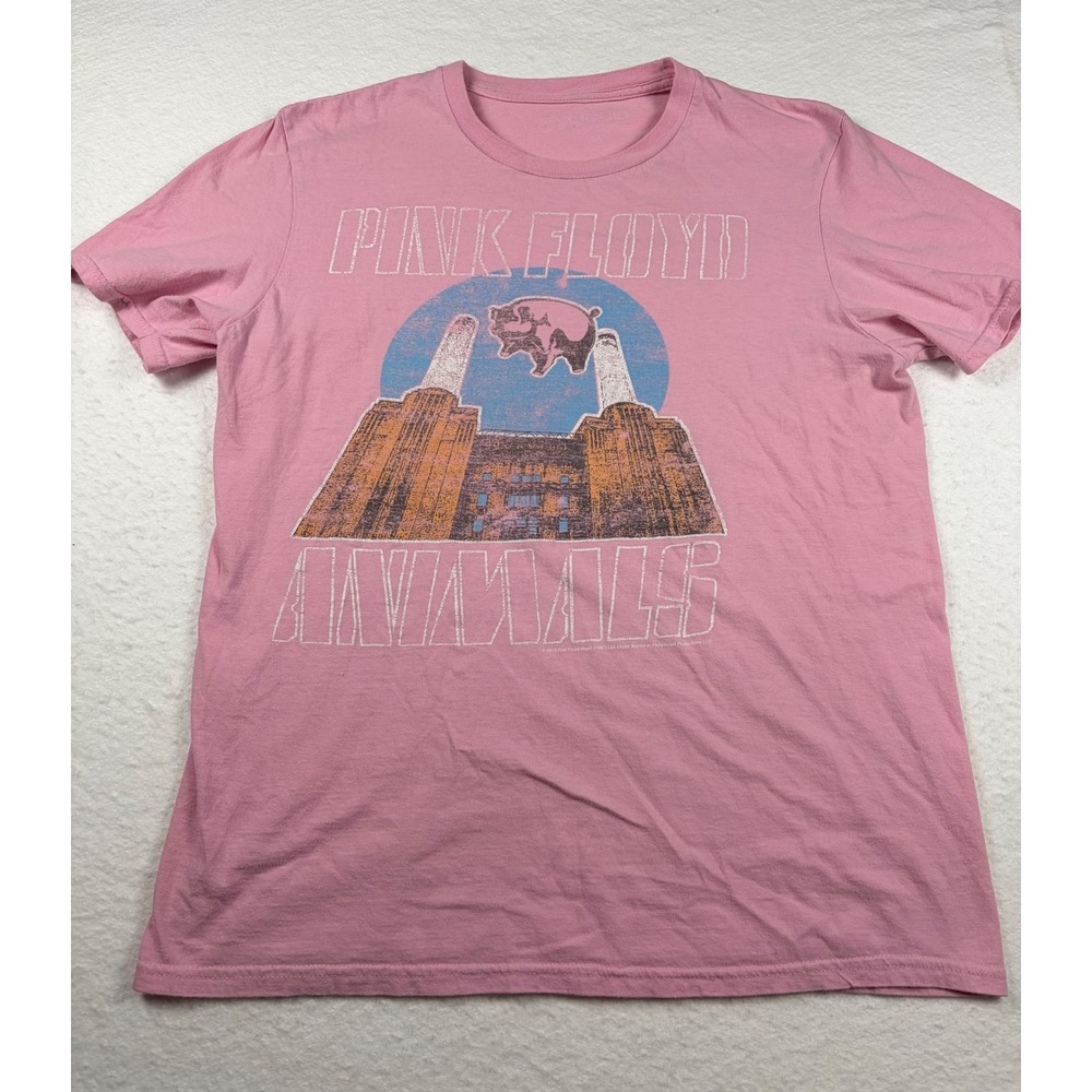 Pink Floyd Animals Graphic T-Shirt Pink Battersea Power Station Rock Tee Mens M